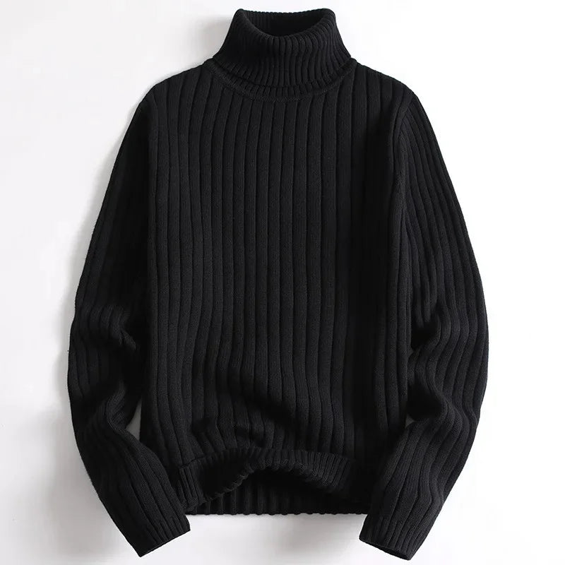 Old Money Ribbed Knit Turtleneck Sweater
