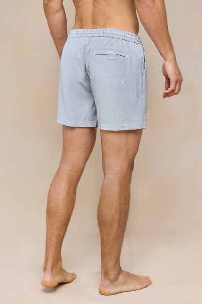 Vittorio Seersucker Swim Short - Black/White