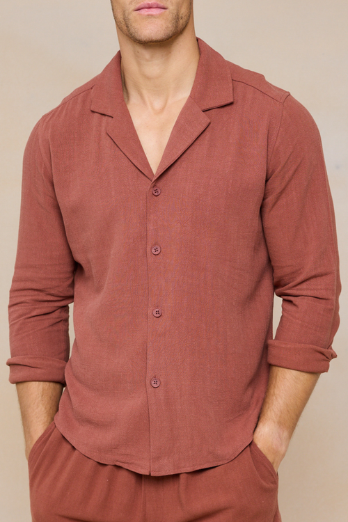 Cami Linen Shirt - Rust
