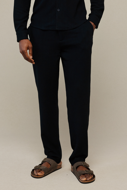 Cami Linen Straight Leg Trouser - Black