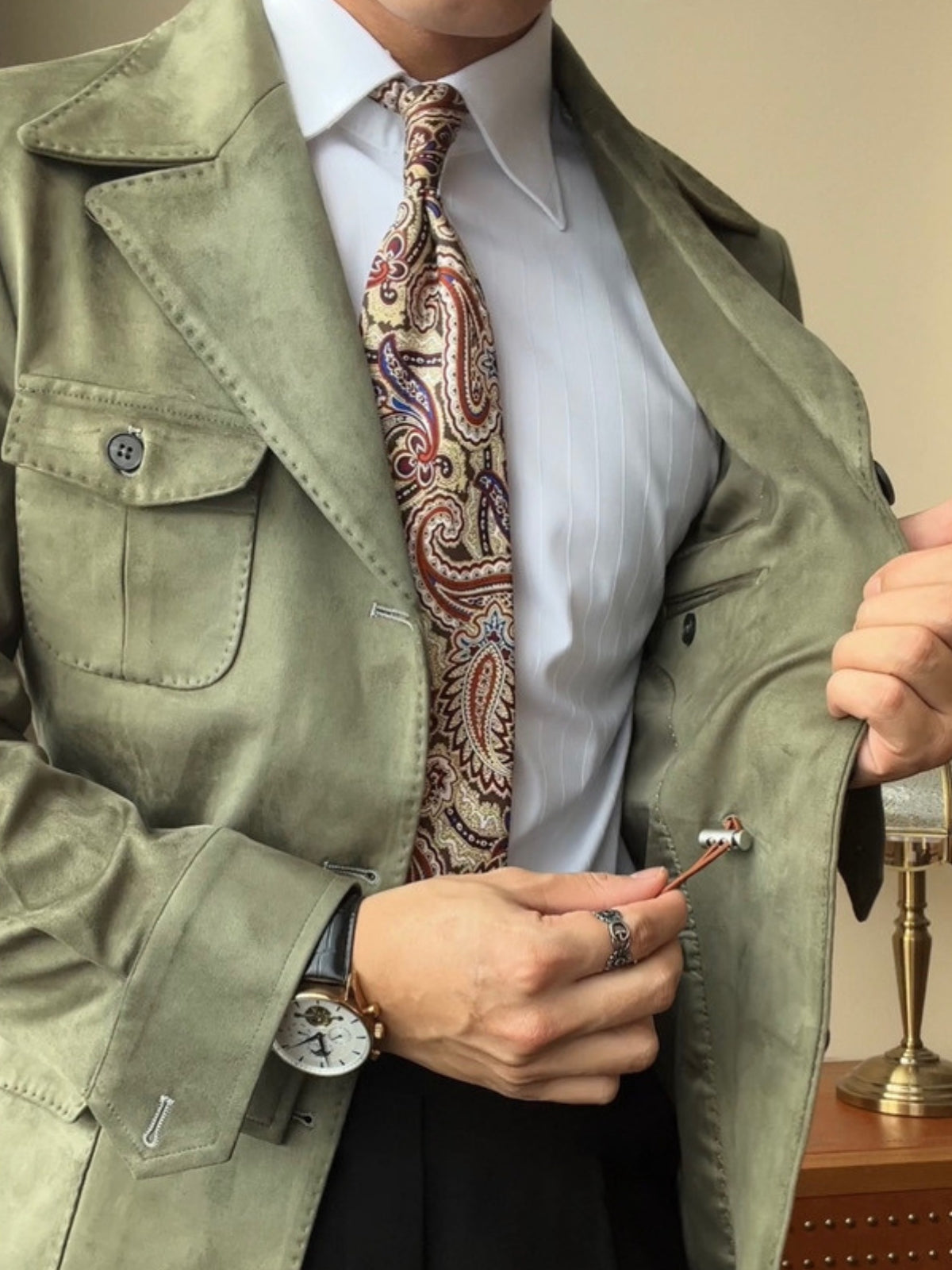 Old Money Italian Slim Fit Velvet Suede Jacket