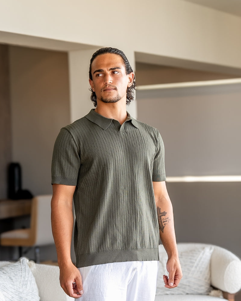Premium Ribbed Knit Polo