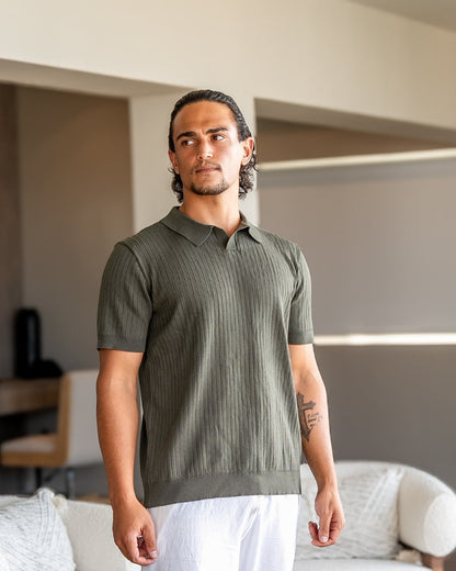 Premium Ribbed Knit Polo