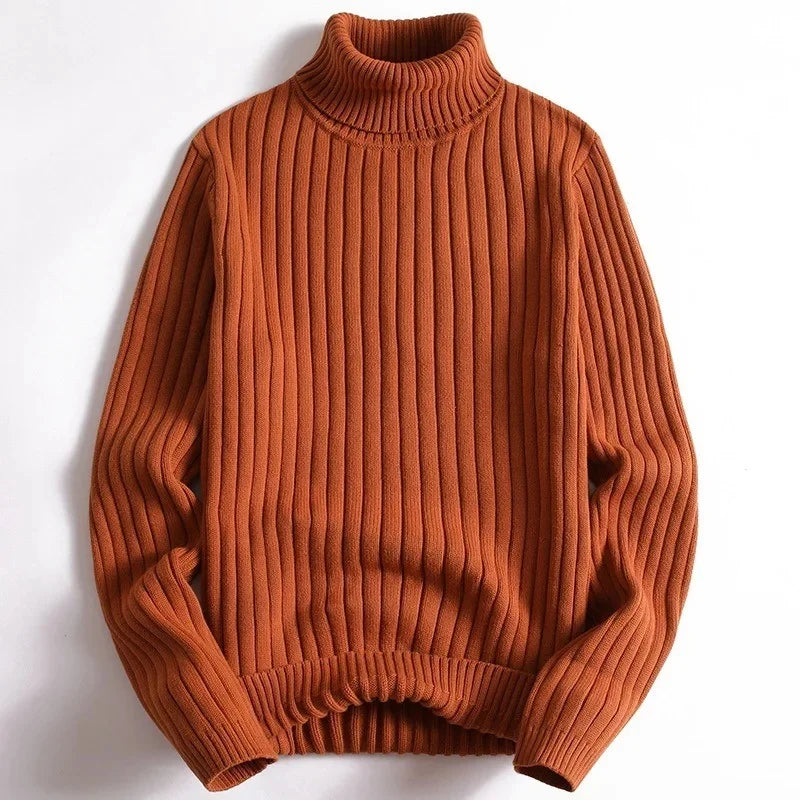 Old Money Ribbed Knit Turtleneck Sweater