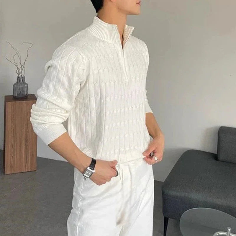 Zipped White Sweater