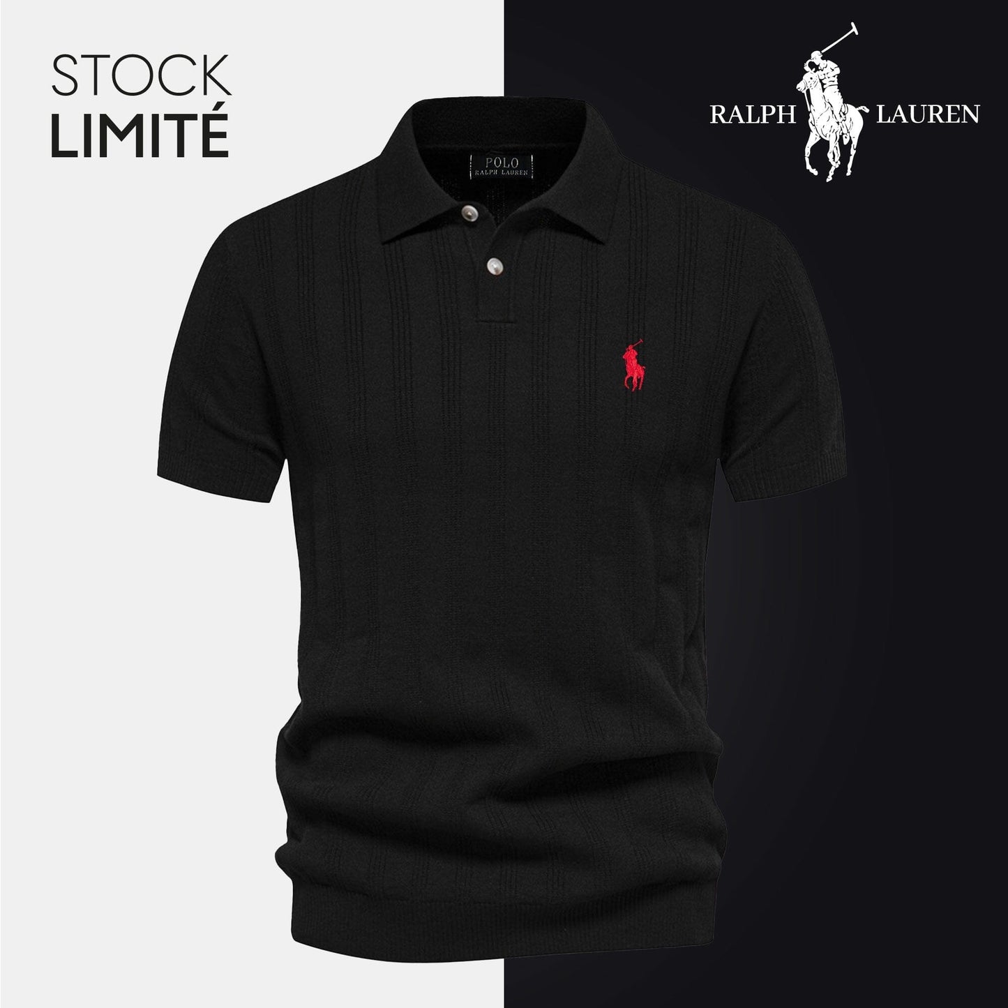 R&L | Textured Knit Polo Shirt